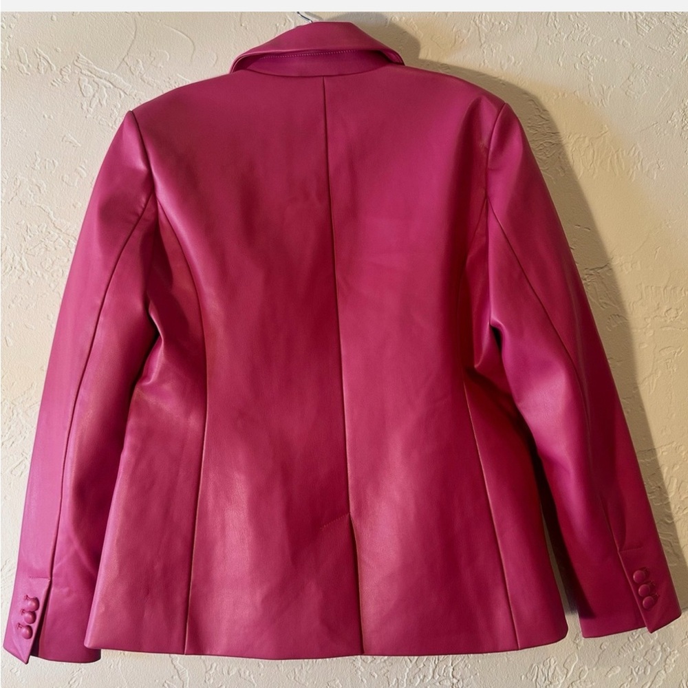 NWT BCBGeneration Faux Leather Blazer Suit Jacket in Pink Peacock - Size XS - Picture 6 of 9